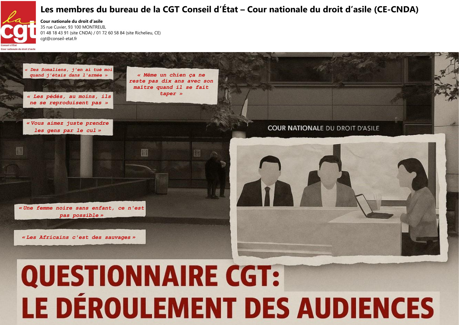 Questionnaire sur le déroulement des audiences à la CNDA 