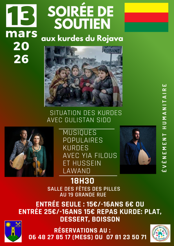 Le 13/03, soirée de soutien aux kurdes de rojava